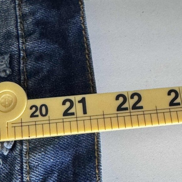 Crave Fame Distressed Denim Jacket Size L with Red Shoulder Stripes - Picture 9 of 9